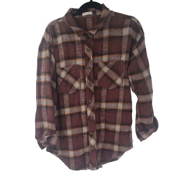 MAURICES Button Down Long Sleeve Plaid Top Womens Size Small S - Picture 1 of 4